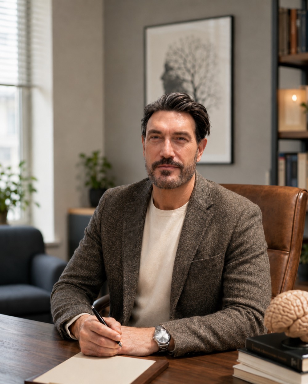 Frédéric Vicente dans son cabinet de Gestalt-thérapie